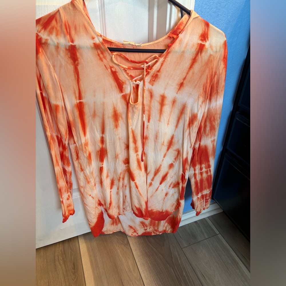 Lagaci orange tie dye top